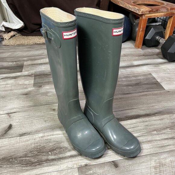 Hunter Original Gloss Tall Rain Boots Graphite Grey Women’s Size 7 - Picture 3 of 11